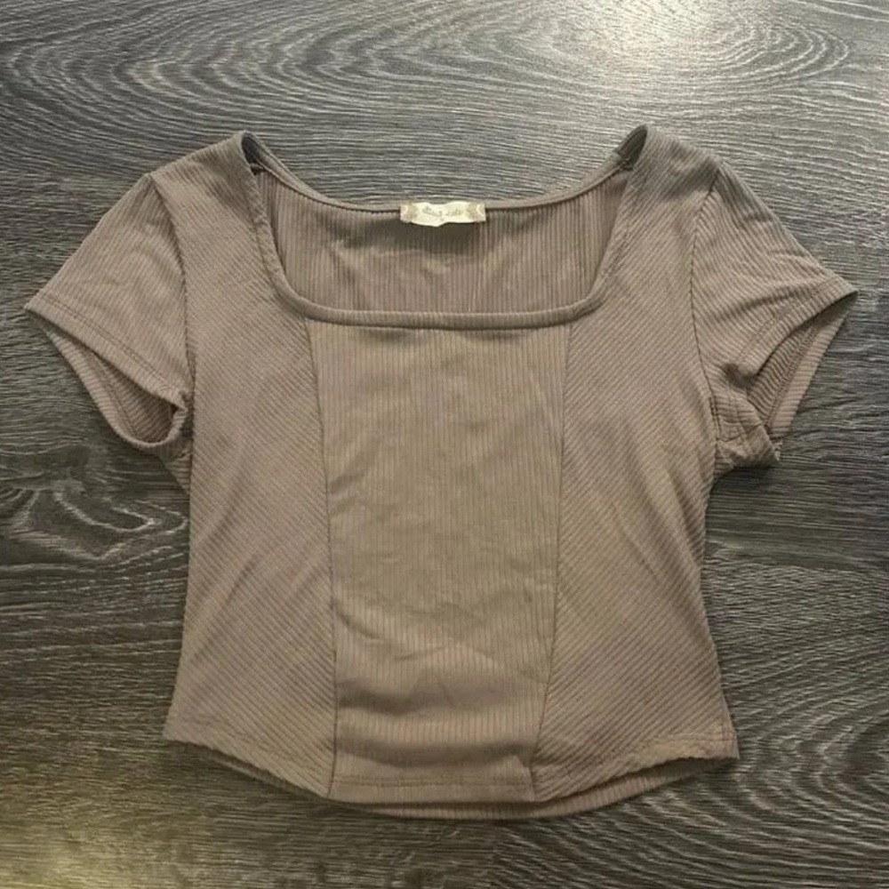 Altar'd State Brown Fitted Crop Blouse
